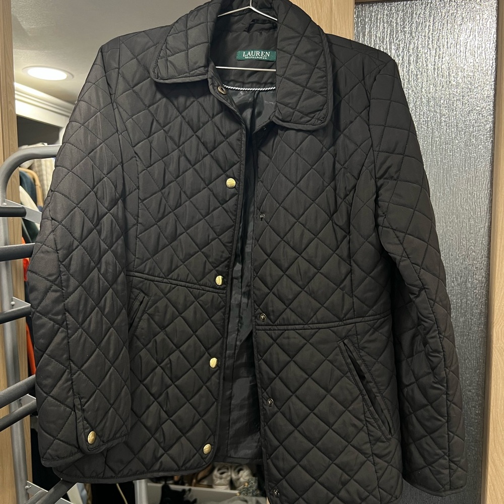 Lauren Ralph Lauren Black Quilted Snap-Front Jacket